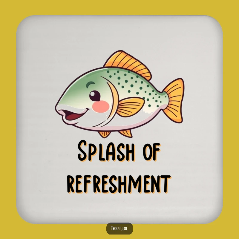 Funny Kawaii Trout Coasters (Set of 4): Happy Wiggle Fish Protection, Funny Gift