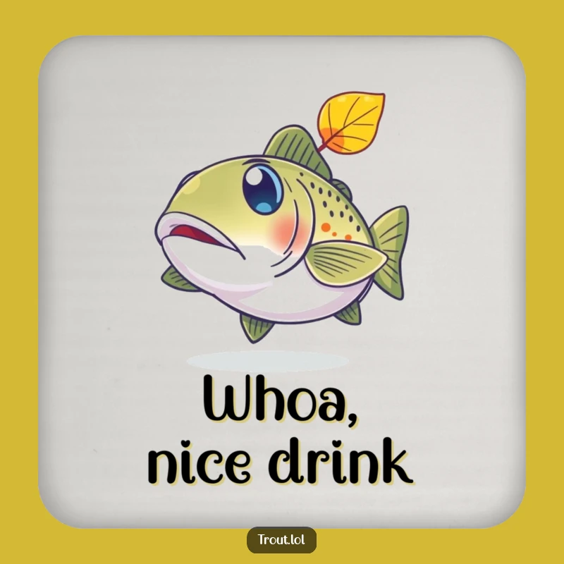 Funny Surprised Trout Coaster - Protect Surfaces with Fishy Humor