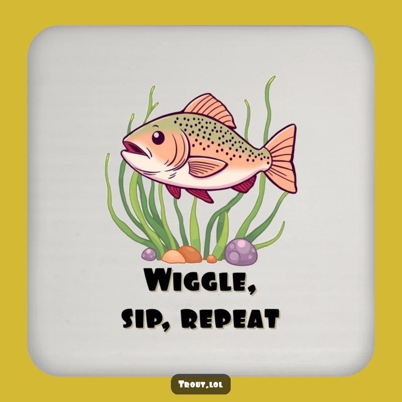 Funny Happy Wiggle Trout Coaster Set - Protect Surfaces with Fun & Funny Gift!