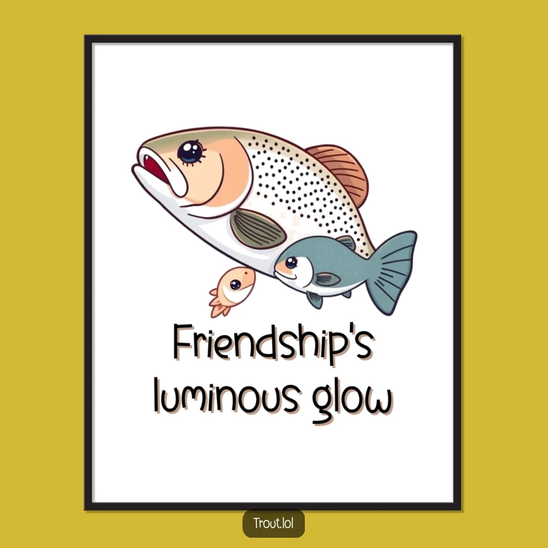 Funny Sharing Trout Poster - Heartwarming Aquatic Art for Your Walls