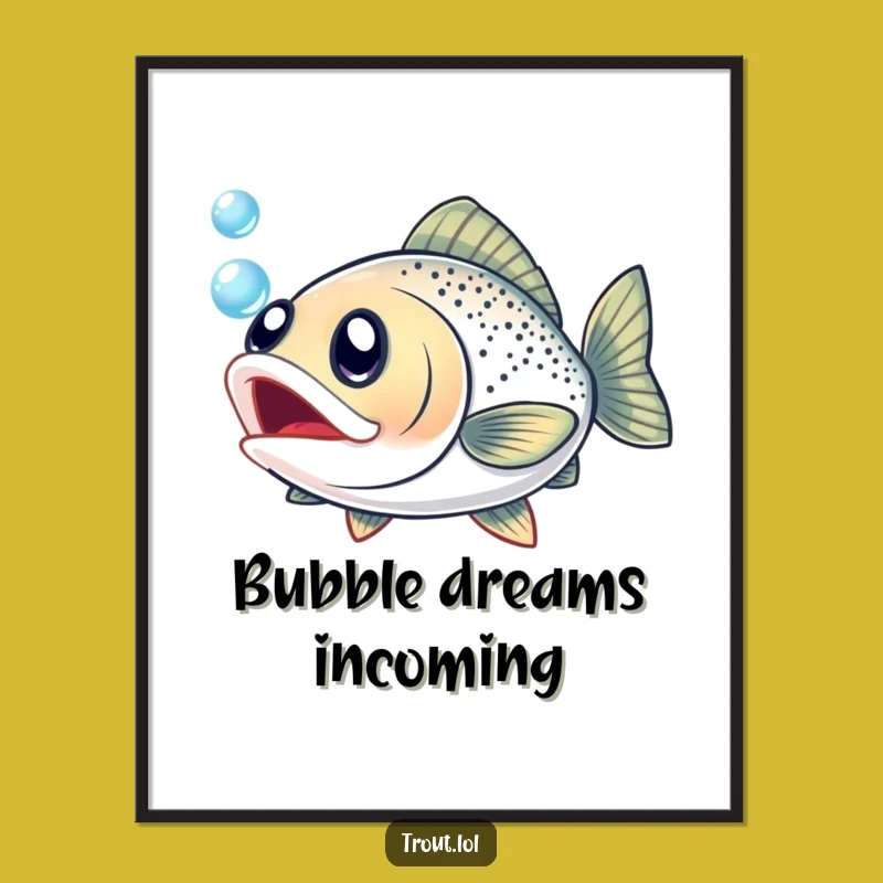 Funny Excited Trout Poster: Bring Lively Aquatic Humor to Your Walls