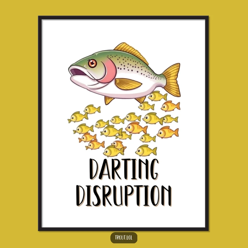 Funny Nudging Trout Poster: Bring Dynamic Aquatic Fun Home!