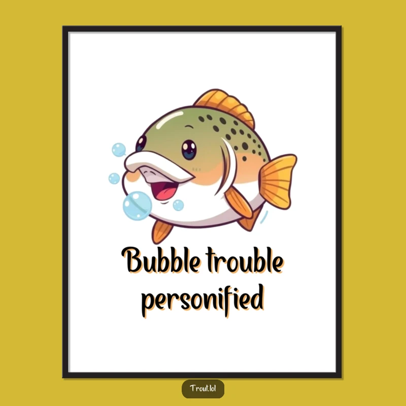 Funny Trout Face Poster - Aquatic Comedy Art for a Cheerful Space