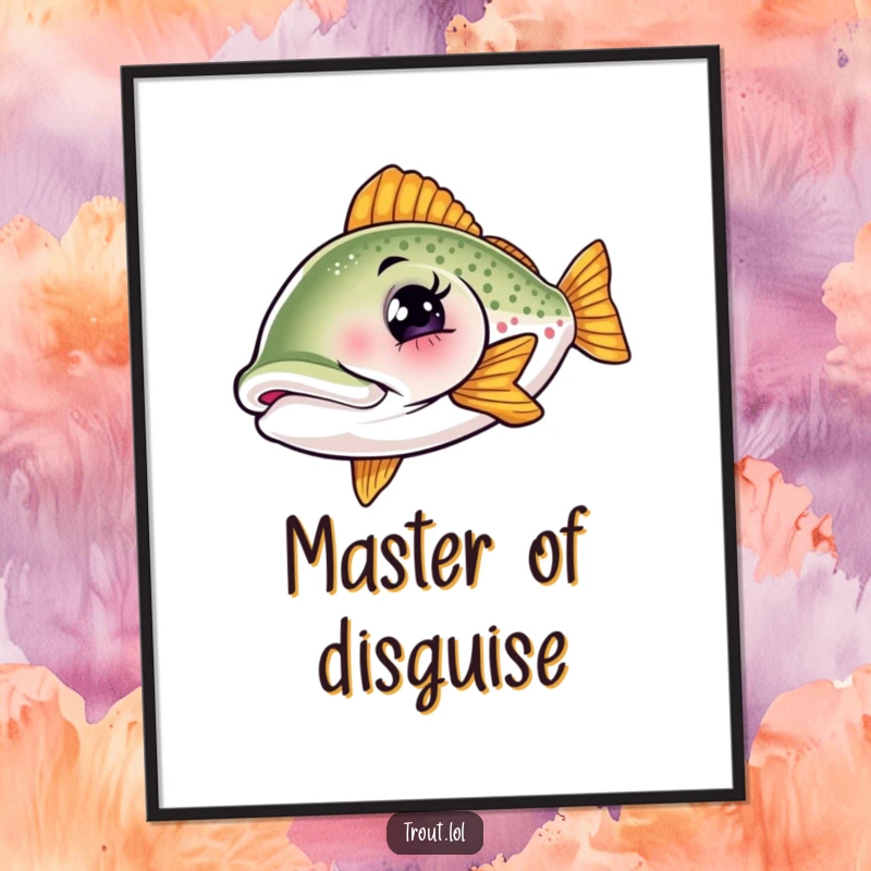 Funny poster print featuring a winking trout with a playful expression, adding a humorous and artistic touch to home or office decor.