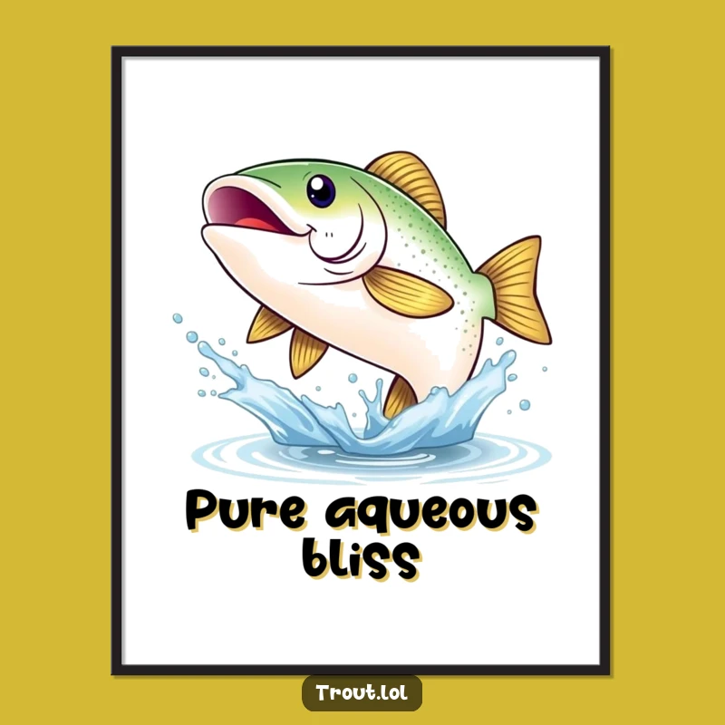 Funny Happy Trout Smile Poster: Vibrant & Joyful Leaping Fish Art Print Gift