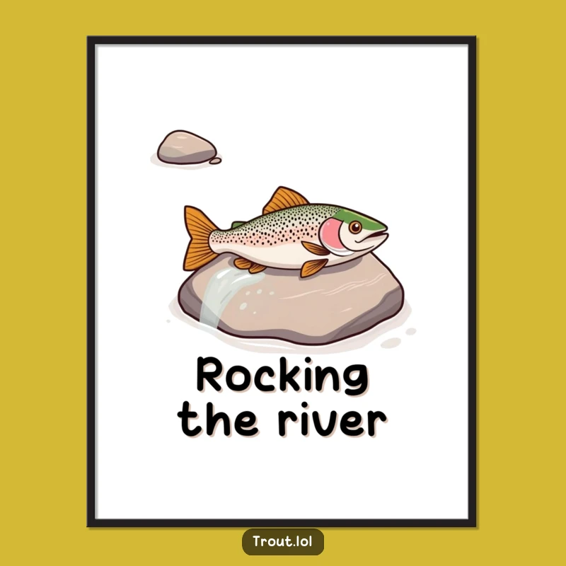 Funny Trout River Slide Poster - Add Aquatic Humor to Your Walls