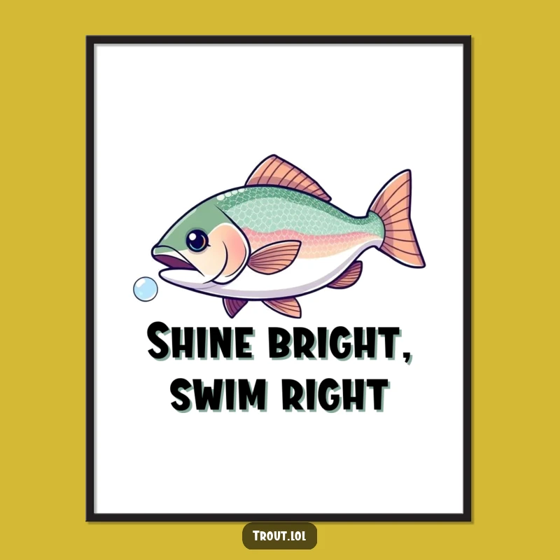 Funny Sparkling Trout Bubble Chase Poster - Whimsical Wall Art & Funny Gift!