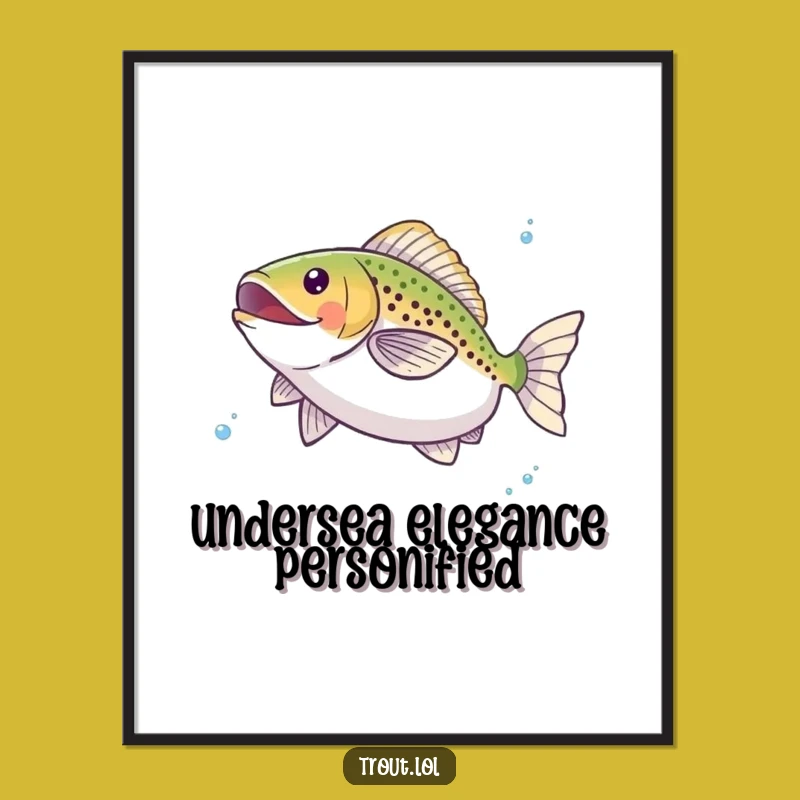 Funny Happy Trout Twirl Poster - Vibrant Aquatic Art for a Cheerful Home