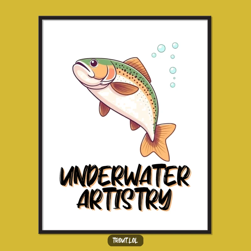 Funny Flipping Trout Poster: Elegant Underwater Art for Your Walls