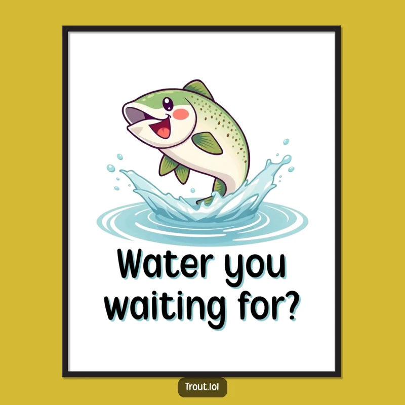 Funny Jumping Trout Poster: Brighten Your Wall with this Hilarious Splashy Aquatic Art