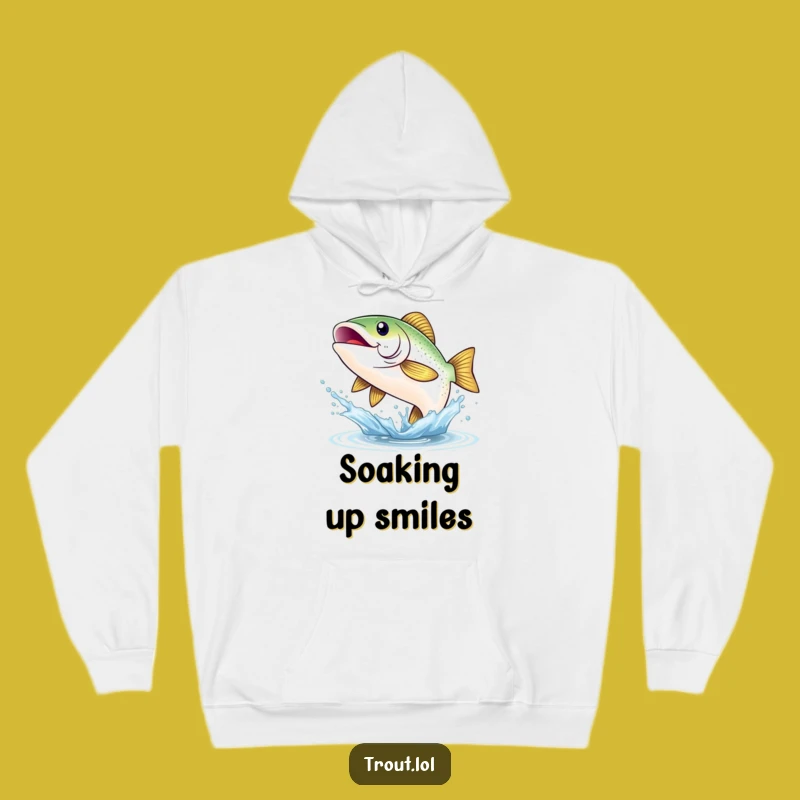 Funny Happy Trout Smile Hoodie: Cozy & Joyful Leaping Fish Wear for Gifts