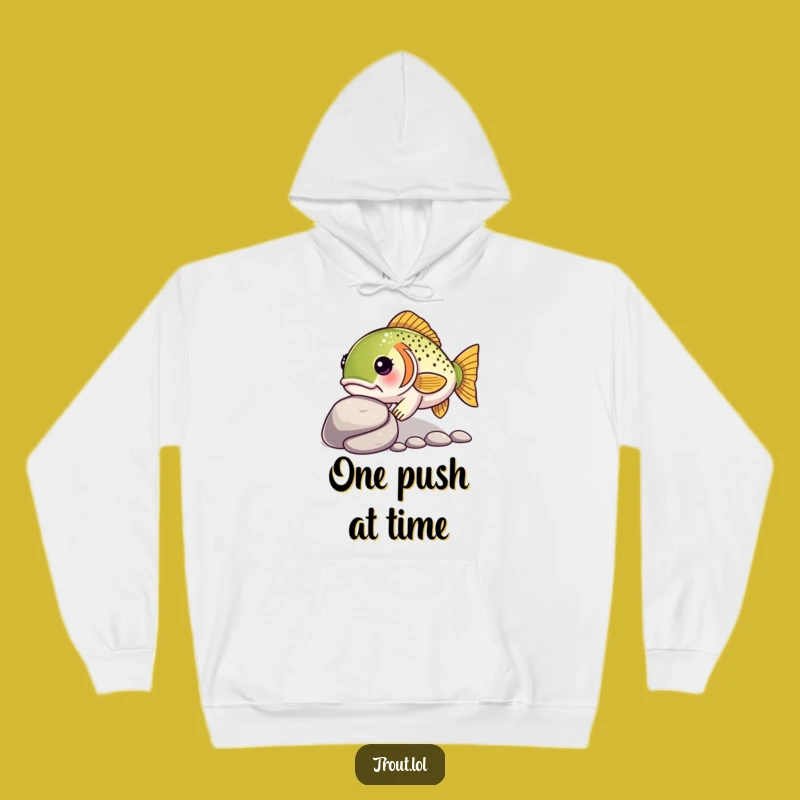 Funny Kawaii Trout Hoodie: Cozy Determined Swimmer, Perfect Warm Aquatic Gift