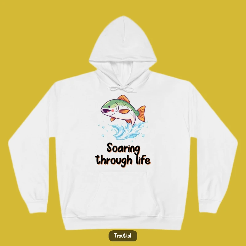 Funny Kawaii Trout Wave Hoodie - Cozy Fish Character Gift