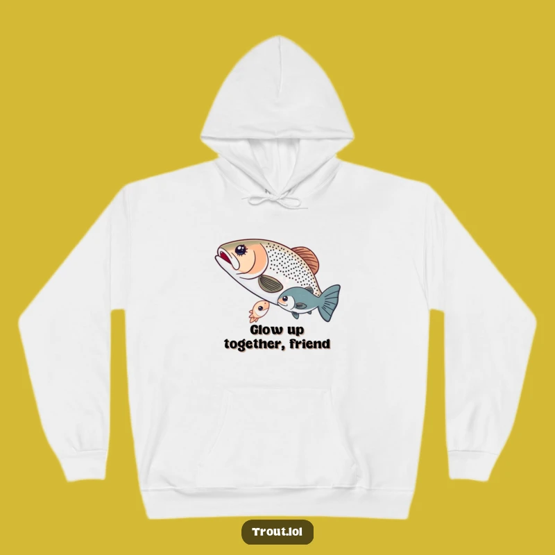Funny Sharing Trout Hoodie - Cozy Up with Aquatic Friendship Vibes