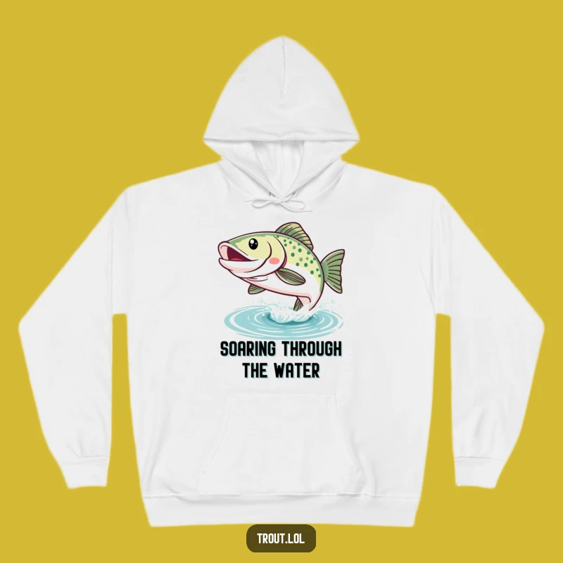 Cozy Funny Kawaii Trout Leap Hoodie: Snuggle Up with Aquatic Fun and Humor