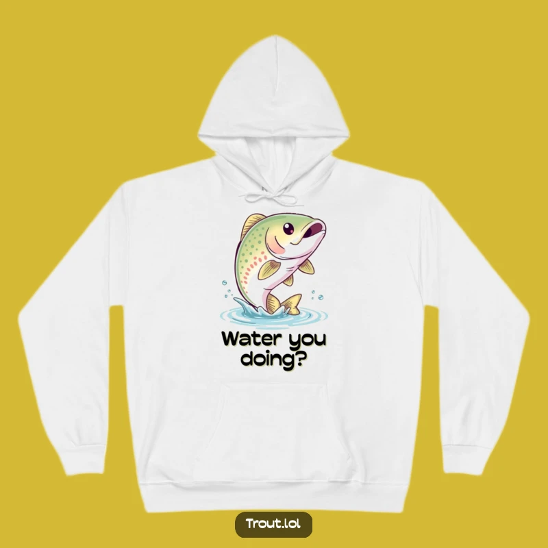 Funny Trout Leap Hoodie: Cozy Up with Aquatic Humor and Bubbly Cheer