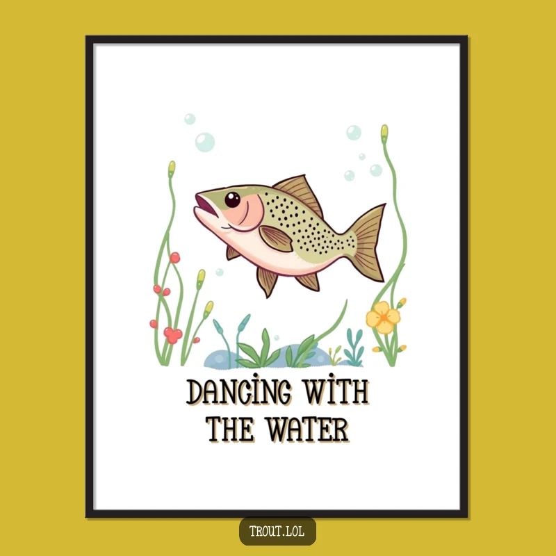 Free Printable Wall Art: Dancing Trout Underwater - Whimsical Downloadable Decor!