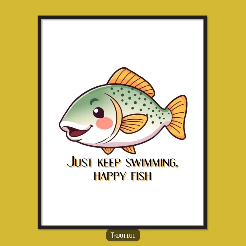 Free Printable Kawaii Trout Wall Art: Funny Wiggle Tail Art Downloadable Decor
