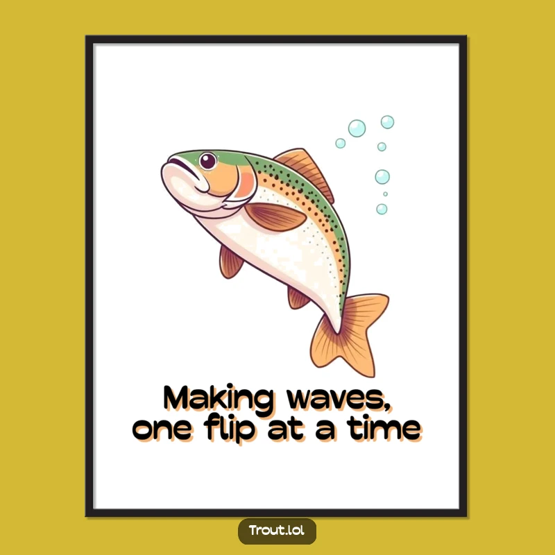 Free Printable Wall Art: Flipping Trout's Bubbly Trail - Downloadable Humorous Decor