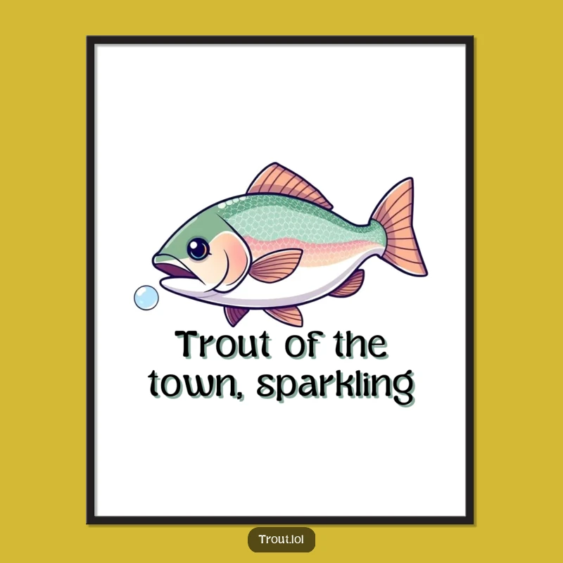 Free Printable Wall Art: Funny Trout bubble chase - Hilarious Downloadable Art