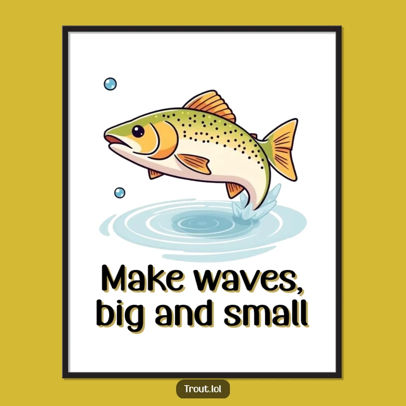 Free Printable Wall Art: Funny Trout Leaping Happily from Water