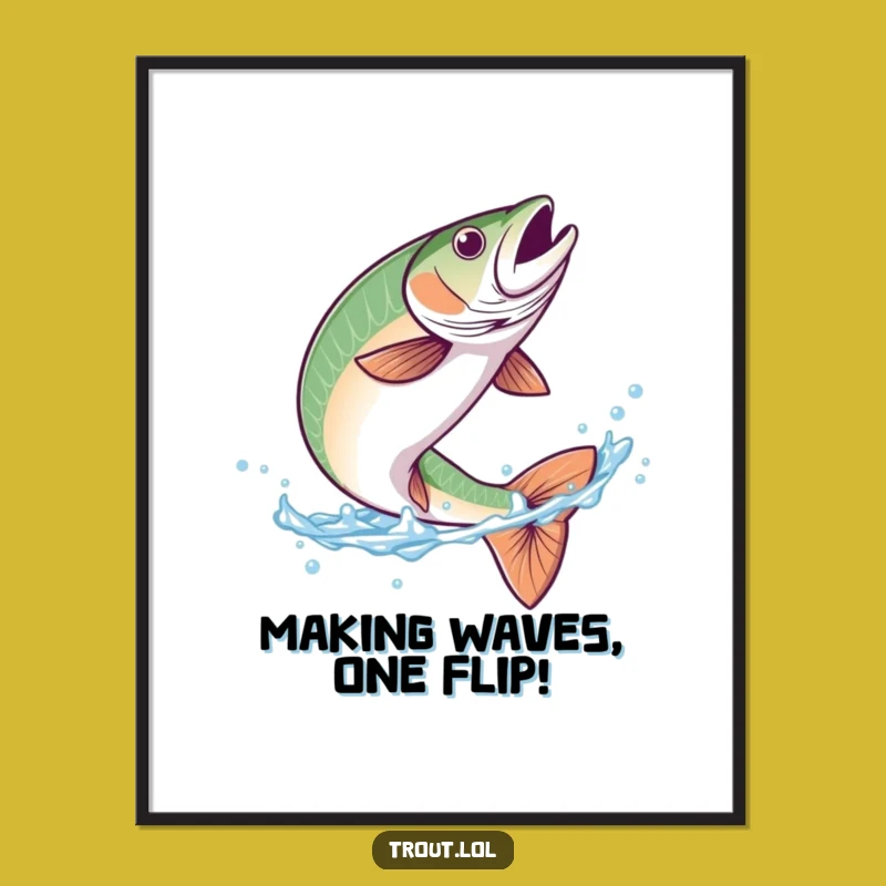 Free Printable Wall Art: Graceful Trout Flip - Funny Aquatic Downloadable Art