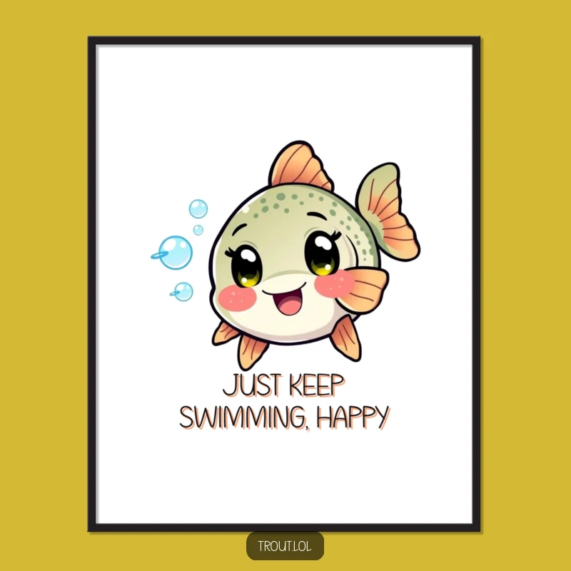 Free Printable Wall Art: Kawaii Trout Bubbles Funny Downloadable Decor