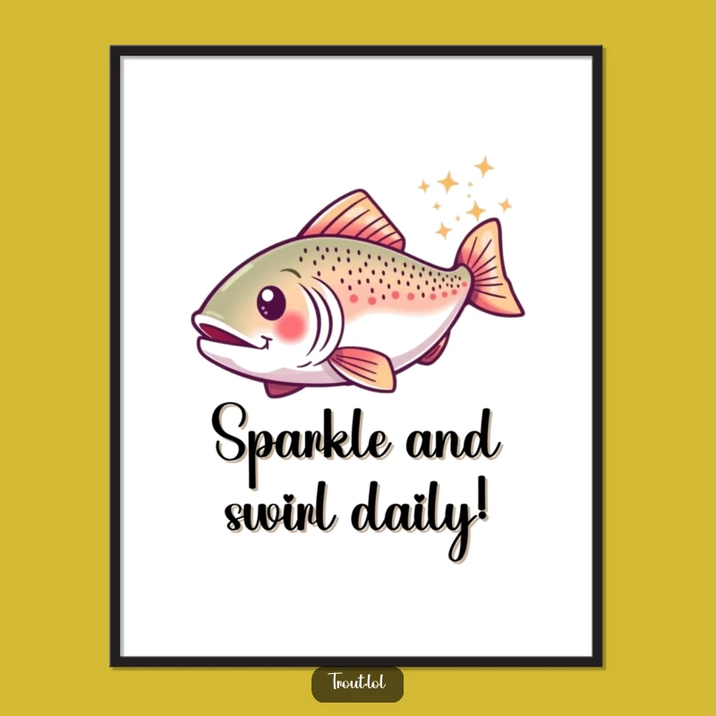 Free Printable Wall Art: Sparkly Trout Swirl - Funny Aquatic Downloadable Art