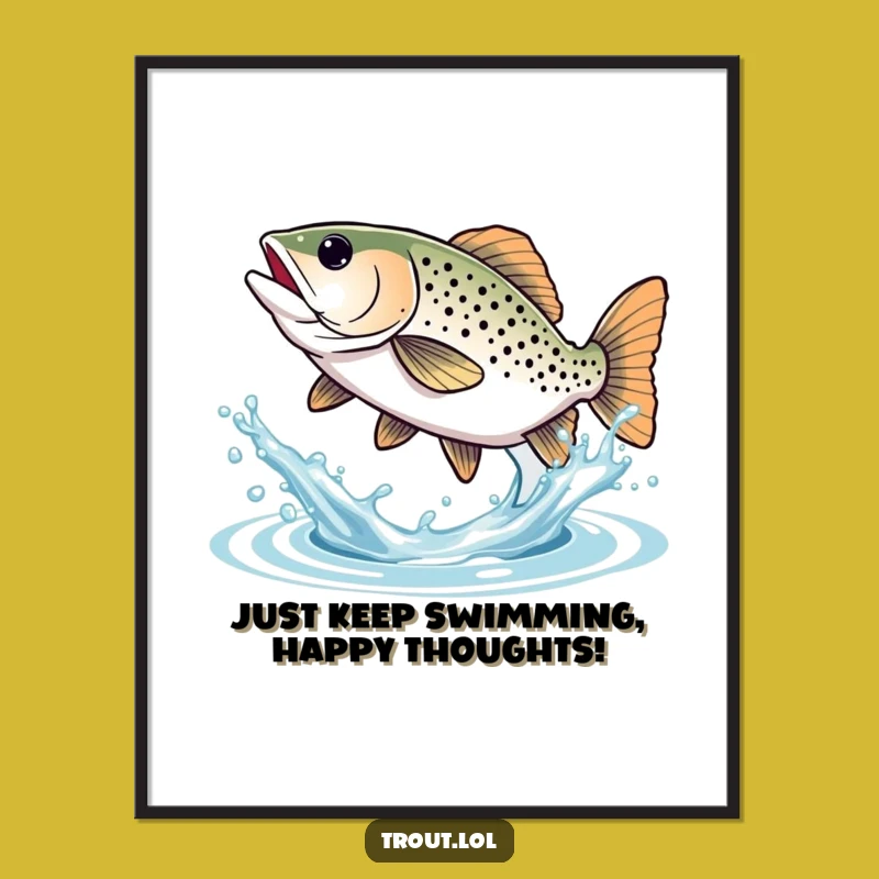 Funny Free Printable Wall Art: Joyful Trout Splashing Delight - Downloadable Decor