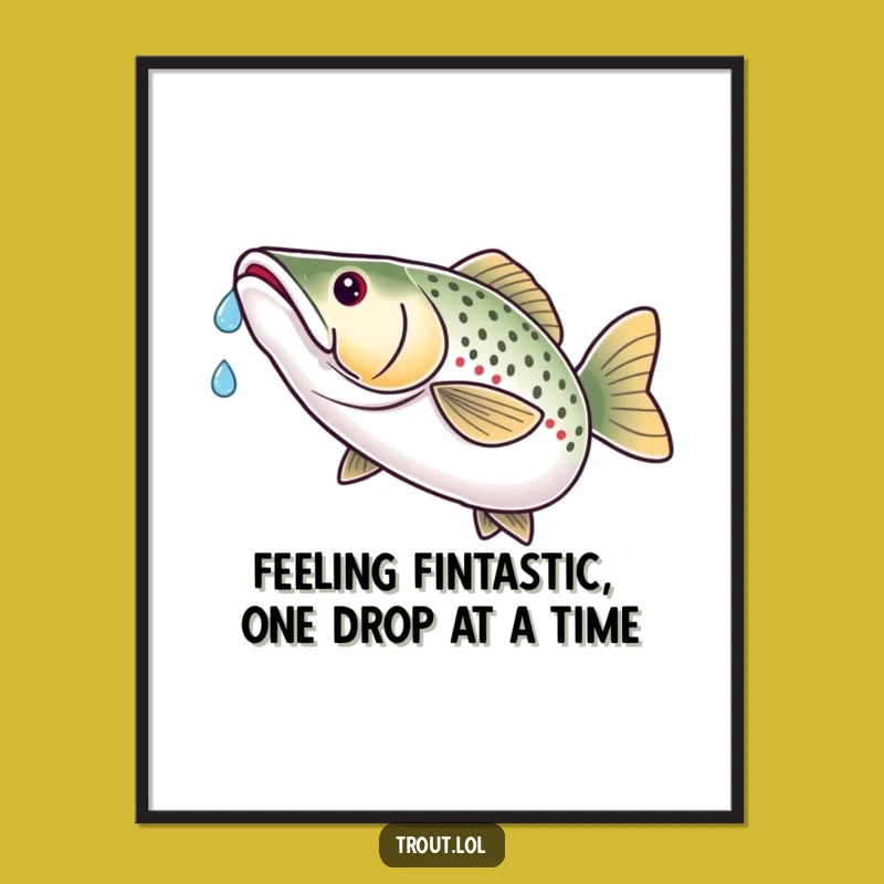 Funny Free Printable Wall Art: Satisfied Trout's Water Drop Aim - Humorous Downloadable Decor!