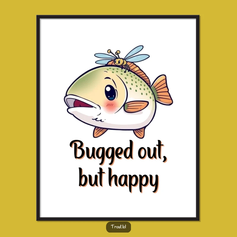 Funny Free Printable Wall Art: Surprised Trout Dragonfly Downloadable Art Decor