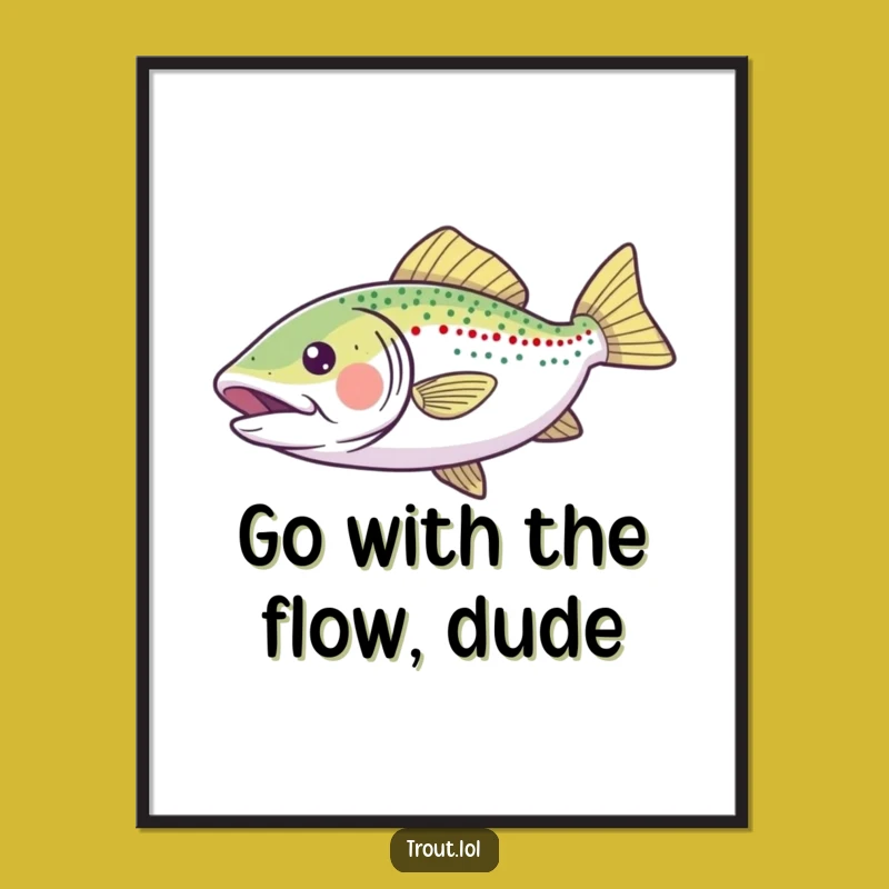 Free Printable Wall Art: Joyful Gliding Trout Funny Downloadable Art Decor