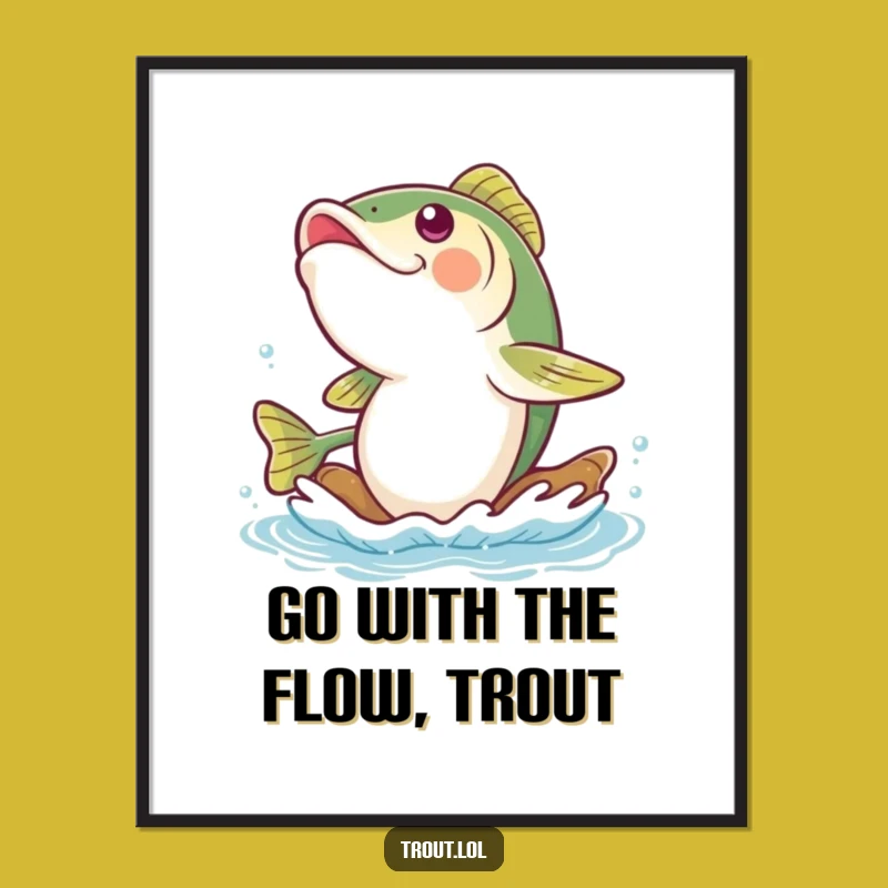 Funny Free Printable Wall Art: Giggling Trout, Gentle Current - Quirky Decor