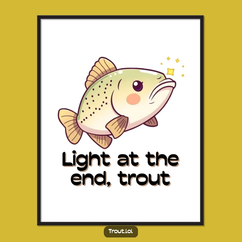 Funny Free Printable Wall Art: Playful Trout Light Chasing Downloadable Art