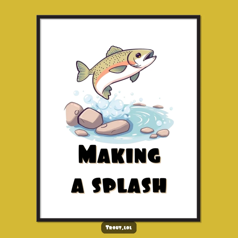 Free Printable Wall Art: Playful Trout Stream Scene for a Fun, Lively Space