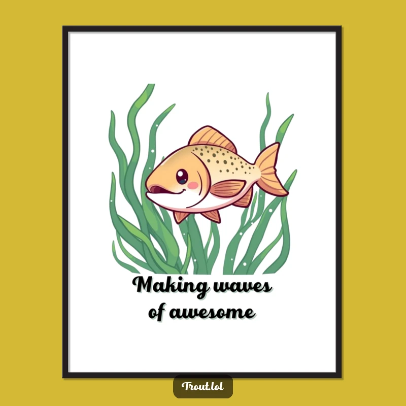 Free Printable Wall Art: Grinning Kawaii Trout - Funny & Cute Downloadable Decor