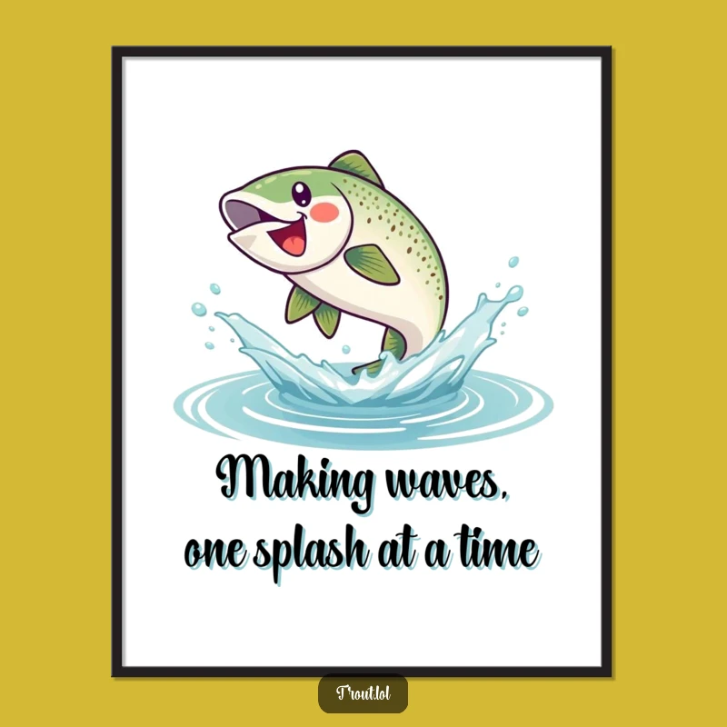 Free Printable Wall Art - Funny Jumping Trout Fish Art, Hilarious Downloadable Decor
