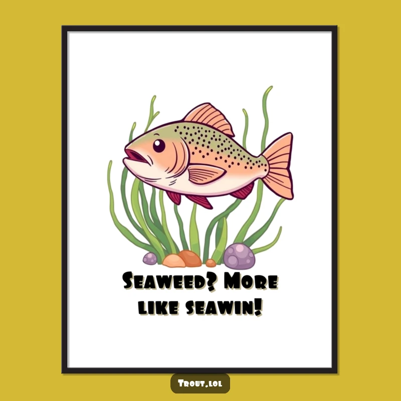 Free Printable Wall Art: Happy Wiggling Trout - Fun Downloadable Decor