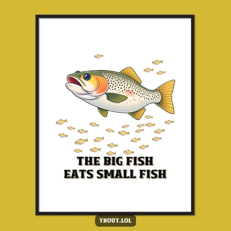 Free Printable Wall Art - Funny Chasing Trout Fish Art, Hilarious Downloadable Decor