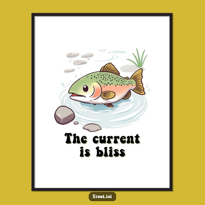 Funny Blissful Trout Free Printable Wall Art - Relaxing Aquatic Decor!