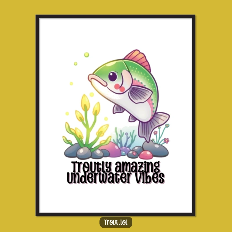 Trout Wall Art Free Printable: Funny Underwater Fish Dwelling Downloadable Art