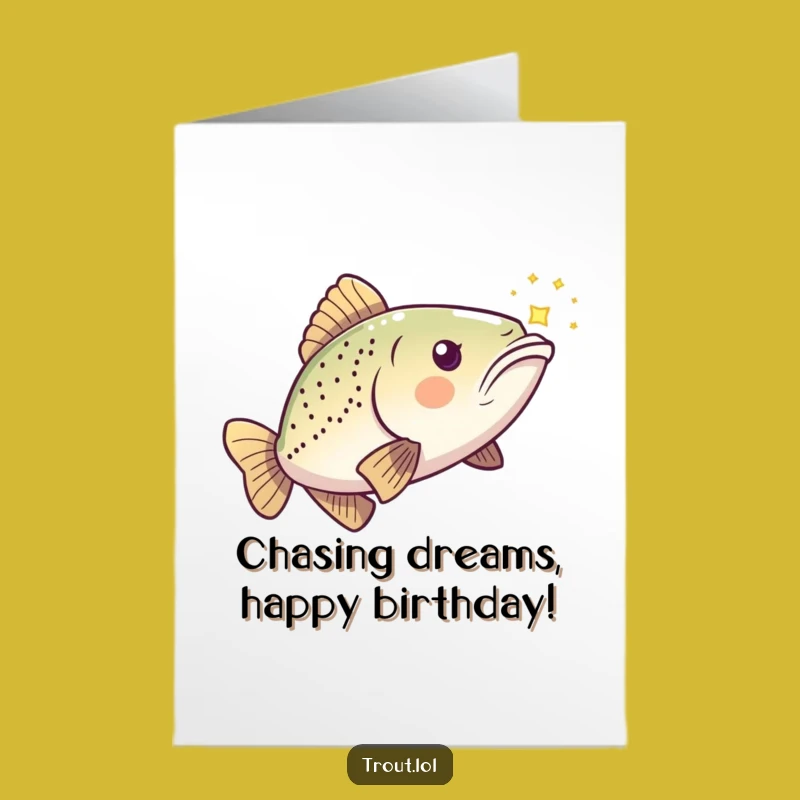 Free Printable Birthday Card: Playful Trout Light Chasing Funny Gift
