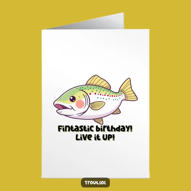 Free Printable Birthday Card: Joyful Gliding Trout Funny Downloadable Greeting Gift
