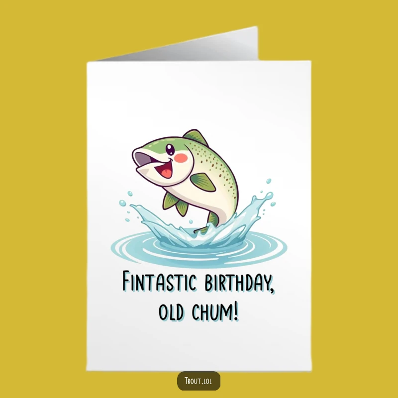 Free Printable Happy Birthday Trout Card - Funny Jumping Fish Greeting Downloadable Gift