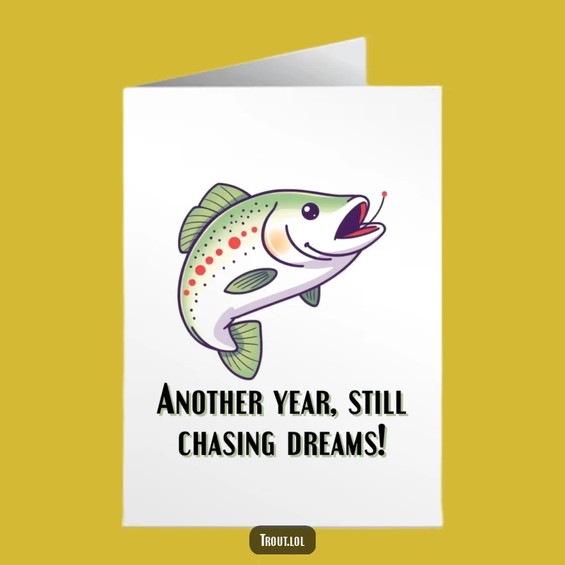 Free Printable Birthday Card: Excited Trout Chasing Minnow Funny Gift