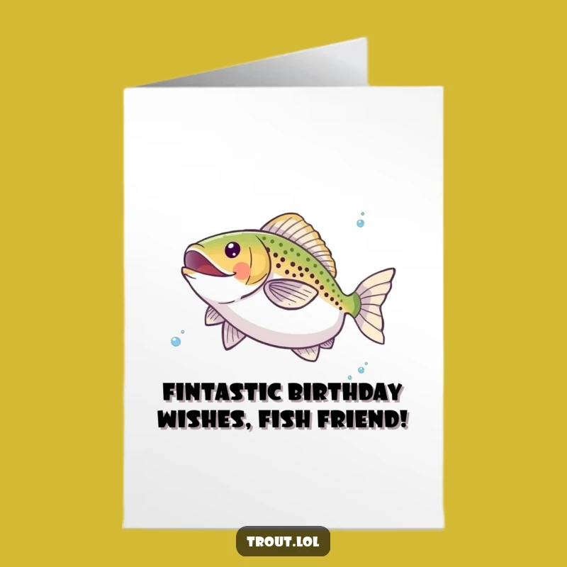 Free Printable Birthday Card: Funny Twirling Trout, Downloadable Greeting for Fish Lovers