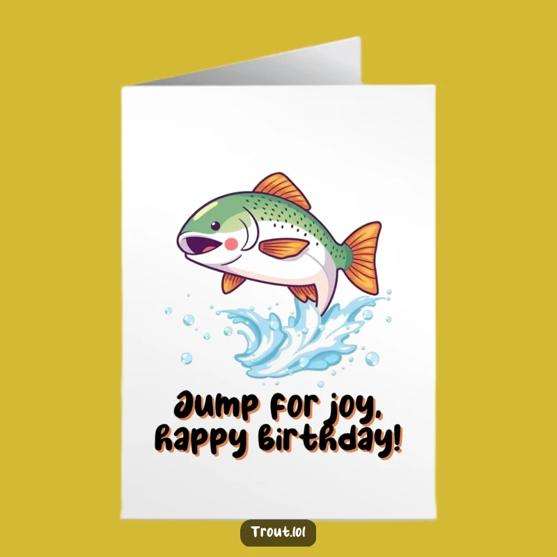 Free Printable Birthday Card: Kawaii Trout Wave, Funny Downloadable Gift
