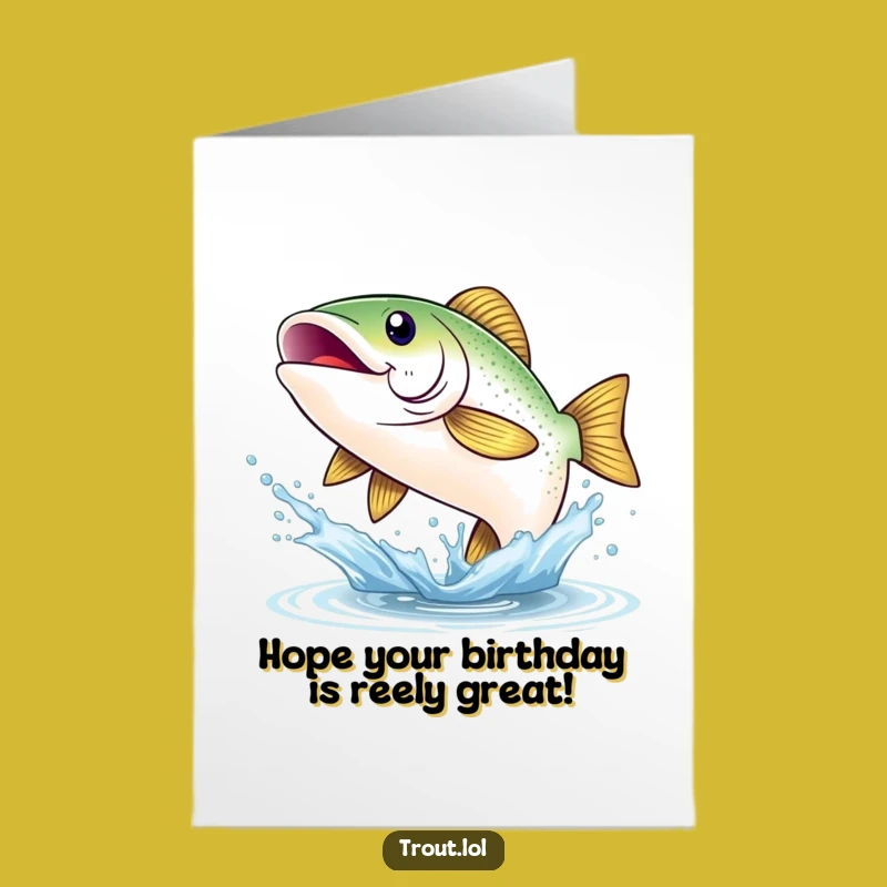 Free Printable Birthday Card: Smiling Trout Splash - Joyful Download Gift!