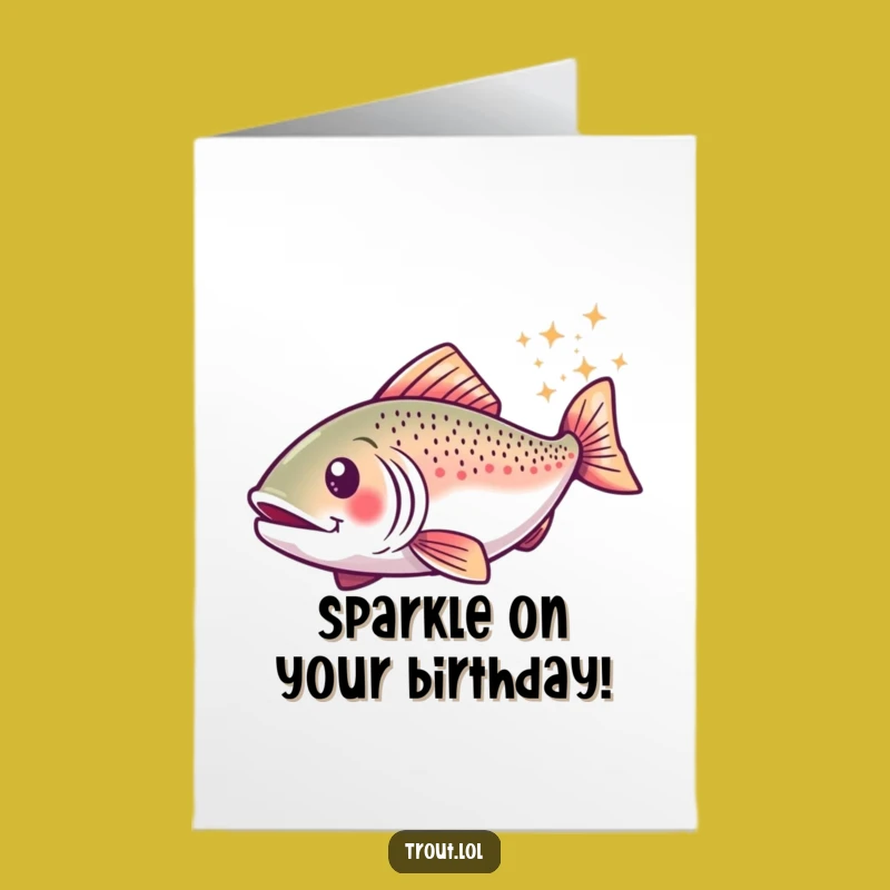 Free Printable Birthday Card: Sparkly Trout Swirl - Funny Magical Birthday Downloadable