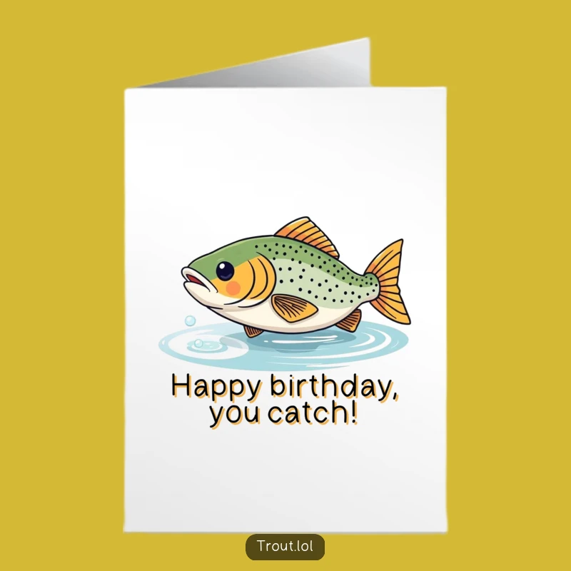 Playful Trout Birthday Card: Free Printable Fun Chasing Wishes for a Happy Day